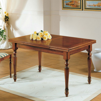 Tavolo gambe scanalate allungabile in legno massello