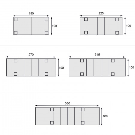 Tavolo allungabile 180/360x100 con fasce sul piano