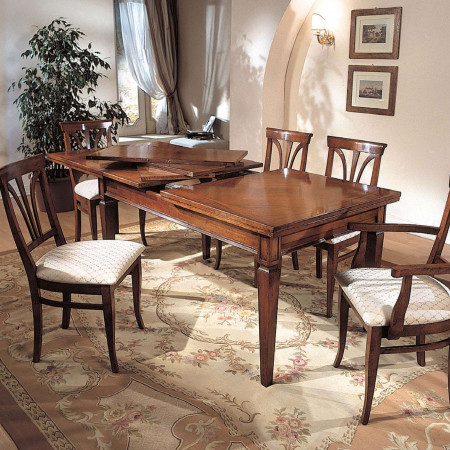 Tavolo gambe piramide n°8 allungabile, legno toulipier