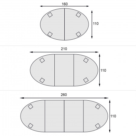 Tavolo ovale allungabile da 160x110 a 260x110