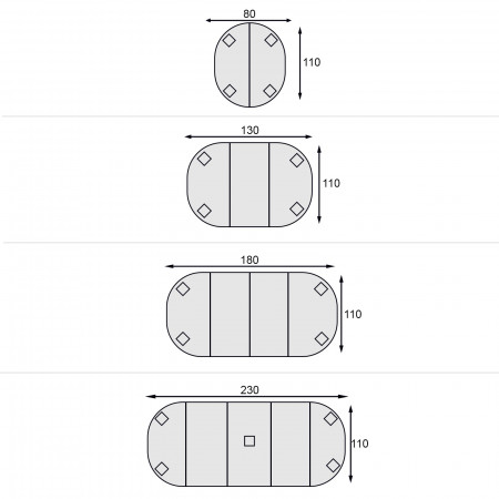 Tavolo ovale allungabile salvaspazio 10 posti da 110x80 a 230x110