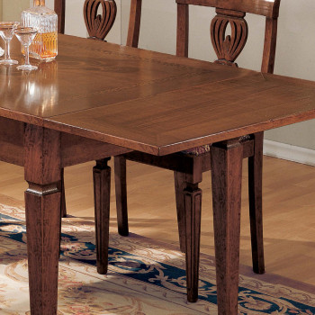 Tavolo quadrato allungabile da 100x100 a 180x100, dettaglio legno