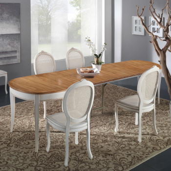 Tavolo ovalino classico allungabile con sedie bianche