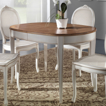 Tavolo ovalino in legno allungabile con sedie classiche