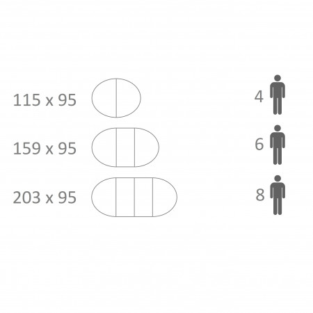 Tavolo ovalino 115/203x95 allunghe interne