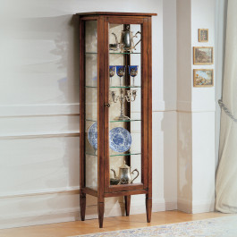 Vetrina 2 ante schiena tessuto beige, legno toulipier