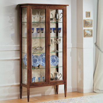 Vetrina 2 ante schiena tessuto beige, dettaglio interno