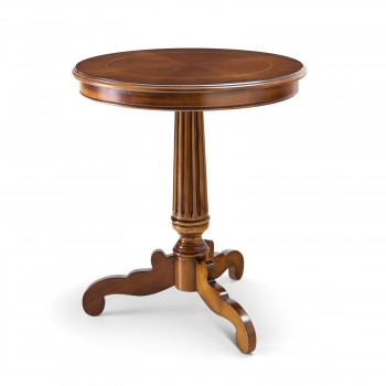 Tavolino da caffe rotondo intarsiato con filetto