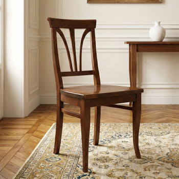 Sedia fondo in legno con gambe sagomate