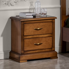 Comodino in legno con 2 cassetti