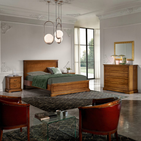 Letto matrimoniale classico con testiera in legno