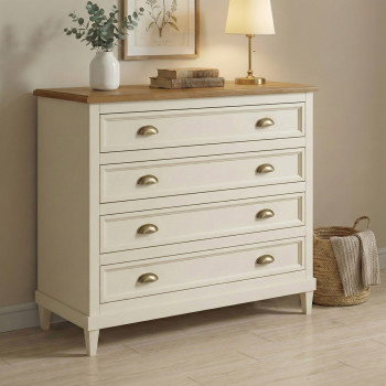 Como' in legno con 4 cassetti e piedini