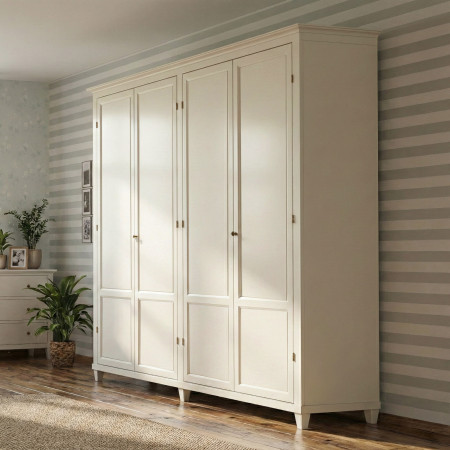 Armadio 4 ante battenti in legno e piedini