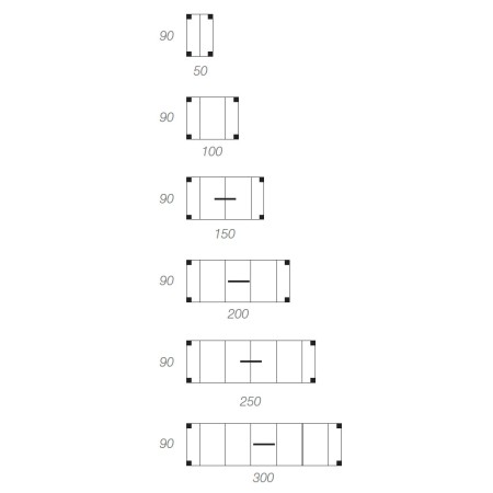 Consolle in frassino allungabile da 50x90 a 300x90
