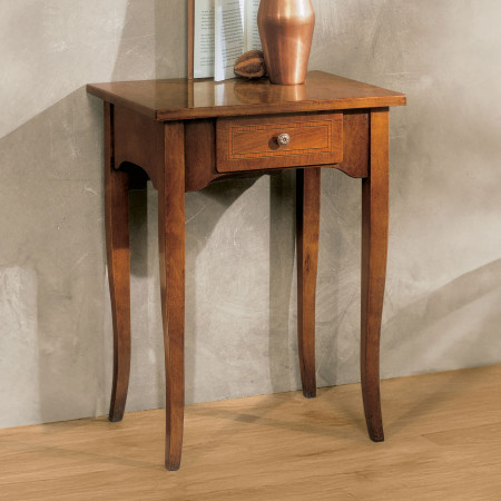 Tavolino intarsiato con un cassetto