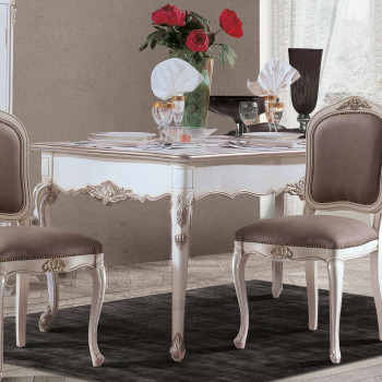 Tavolo intagliato allungabile con dettagli delle gambe curve