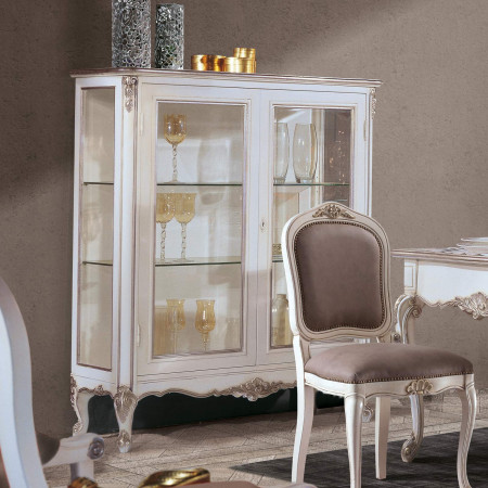 Vetrinetta 2 porte con intagli e porte in vetro
