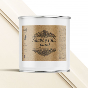 Vernice Shabby chic paint bianco caldo su fondo legno