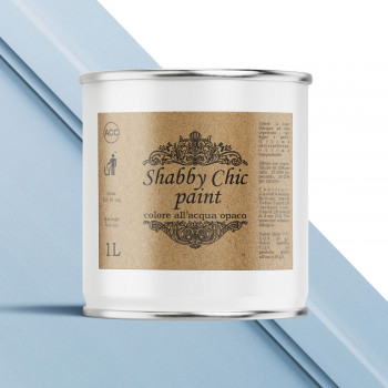 Barattolo di Shabby Chic Paint colore azzurro su pannello di legno