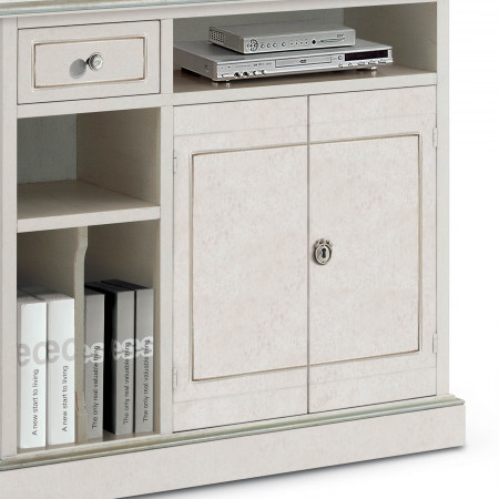 Credenzina Shabby Chic con vano libreria e dettagli decorativi