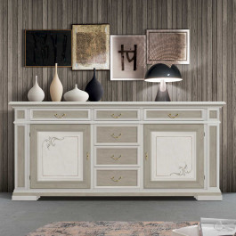 Credenza Shabby Chic 3 ante 3 cassetti con dettagli decorati