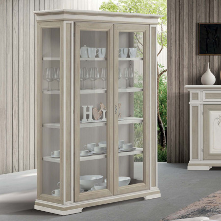 Vetrina Shabby Chic 2 porte con dettaglio ante in vetro