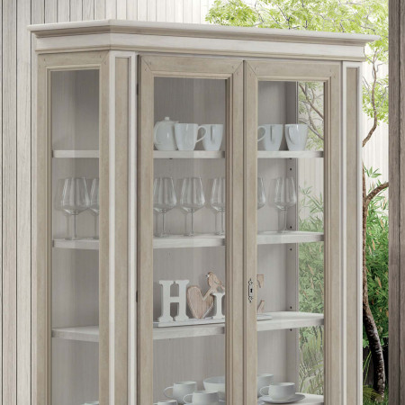 Vetrina Shabby Chic 2 porte con dettagli vetro