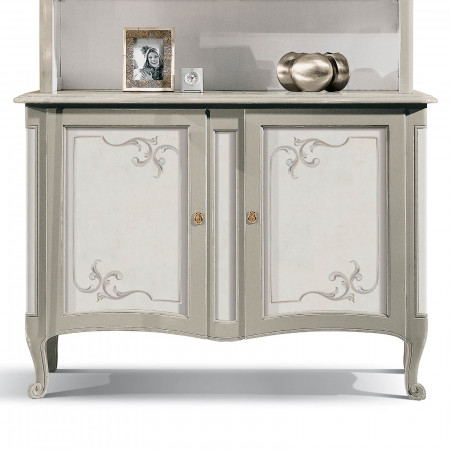 Credenza due ante in vetro Shabby Chic con decori
