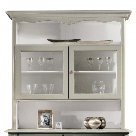 Credenza due ante in vetro Shabby Chic con bicchieri esposti
