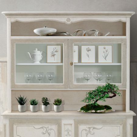 Cristalliera Shabby Chic, dettagli ante in vetro