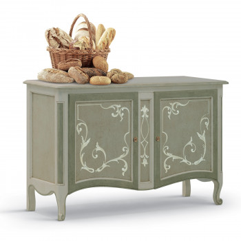 Credenza 2 ante Shabby Chic con decori floreali in dettaglio