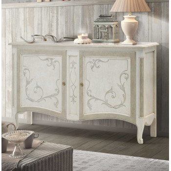 Credenza Shabby Chic con ante decorate a mano