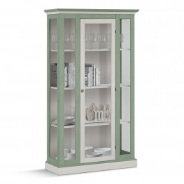 Vetrina Shabby Chic 9 ante, dettagli in legno e vetro