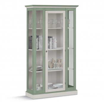 Vetrina Shabby Chic 1 anta con fianchi in vetro