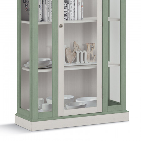Vetrina Shabby Chic 1 anta dettaglio fianchi in vetro