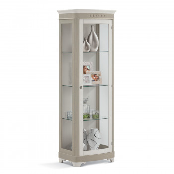 Vetrina Shabby Chic 1 anta in legno con ripiani