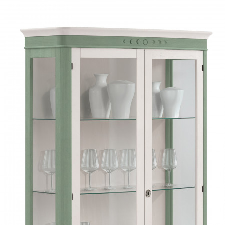 Vetrina Shabby Chic 2 ante con dettagli vetro