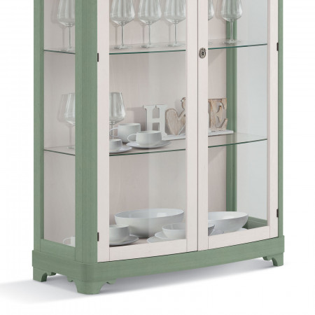 Vetrina Shabby Chic 2 ante, dettaglio vetro e legno