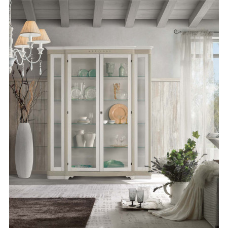 Vetrina Shabby Chic 2 ante vetro con decorazioni