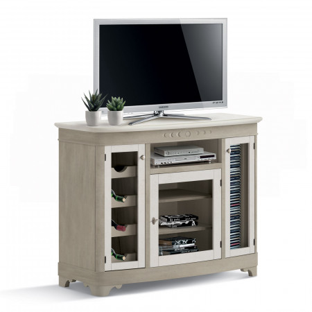 Porta TV Shabby Chic con 3 ante in vetro, dettagli