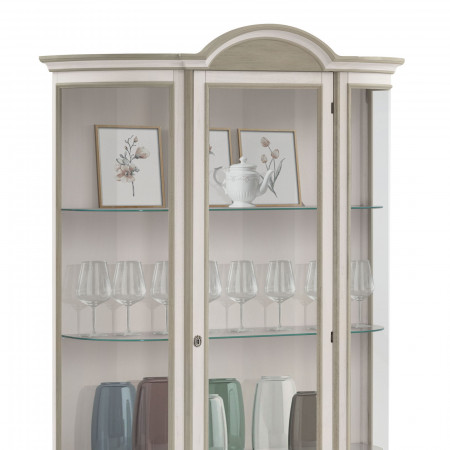Vetrina Shabby Chic con forma arrotondata e vetro