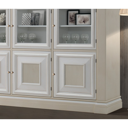 Vetrina Shabby Chic 9 ante con dettagli legno e vetro