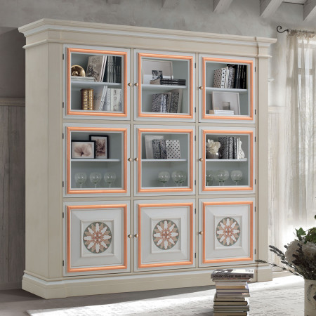 Vetrina Shabby Chic 9 ante con decori