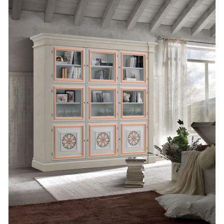 Vetrina Shabby Chic 9 ante con decori