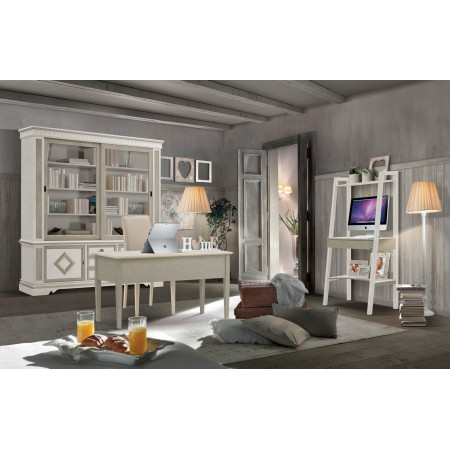 Libreria Shabby Chic con ante scorrevoli in vetro