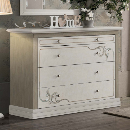 Gruppo notte shabby chic, dettaglio comò e comodini