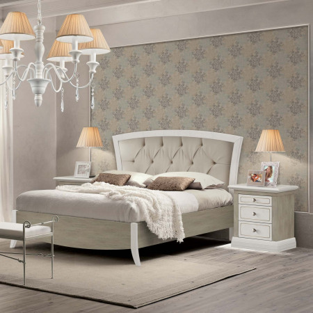 Letto Matrimoniale Shabby Chic con testata capitonnè