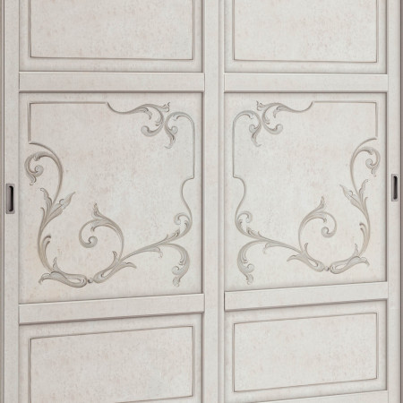 Armadio Shabby Chic con ante decorate a mano in dettaglio