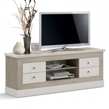 Porta TV Shabby Chic con dettagli cassetti e vano a giorno