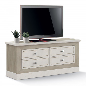 Porta TV Shabby Chic con 4 cassetti, dettaglio colore a mano
